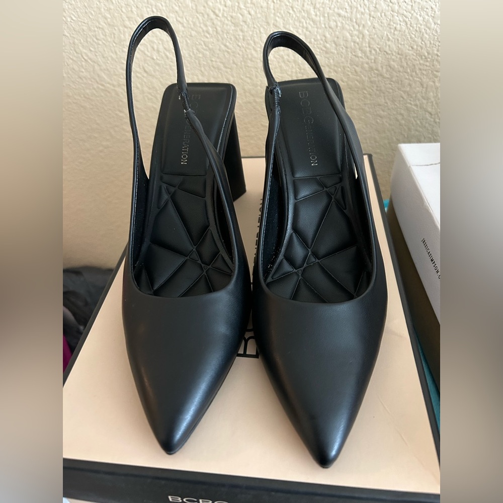 BCBGeneration Black Slingback Heels